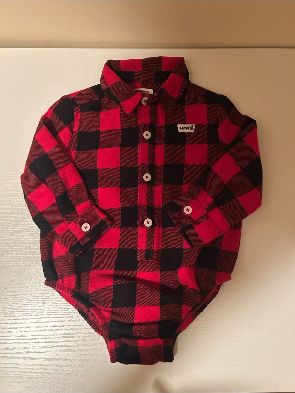 Levi's Red and Black Buffalo Plaid Baby Button-Up